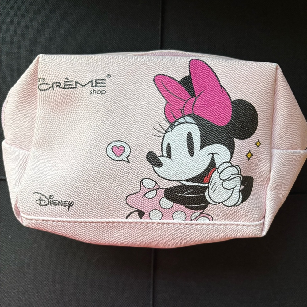 USED Disney x The Crème Shop ~ Minnie & Mickey Mouse Pink Cosmetic Bag